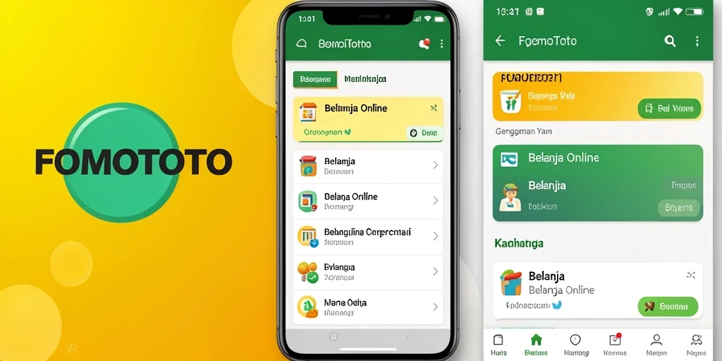 Tampilan antarmuka FOMOTOTO yang sederhana dan fungsional untuk belanja online.