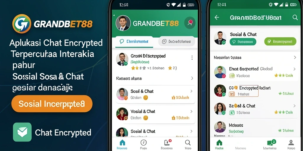 Tampilan antarmuka GRANDBET88 yang modern dan menarik dengan fitur Chat Encrypted.