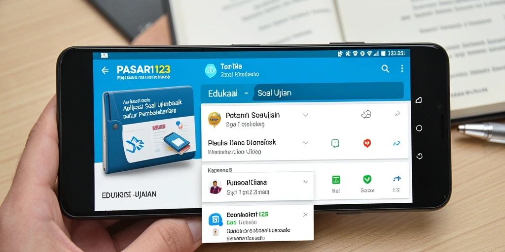 Antarmuka aplikasi PASAR123 untuk Soal Ujian yang interaktif.