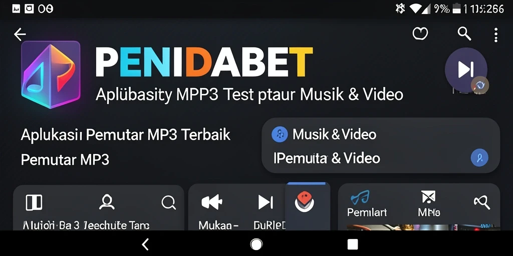 Tampilan antarmuka pengguna aplikasi Pemutar MP3 PENIDABET yang modern dan intuitif.