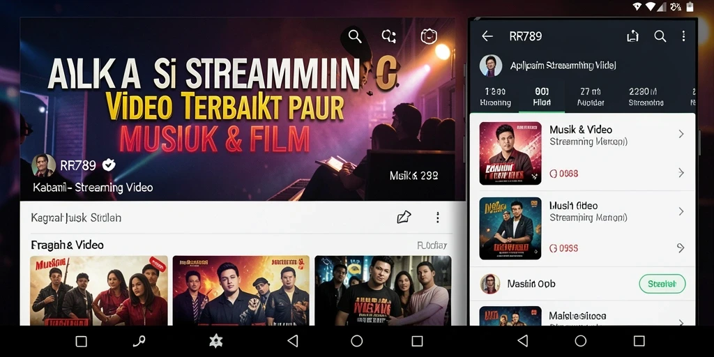 Screenshot antarmuka utama RR789 yang menampilkan konten Streaming Video.