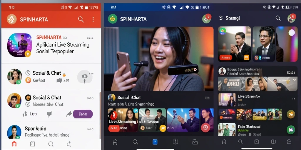 Antarmuka aplikasi SPINHARTA saat Live Streaming yang interaktif.