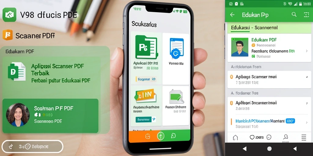 Screenshot V98 menampilkan antarmuka suasana saat memindai dokumen PDF.