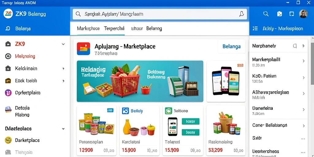 Antarmuka ZK9 yang menarik untuk belanja online dengan berbagai produk.